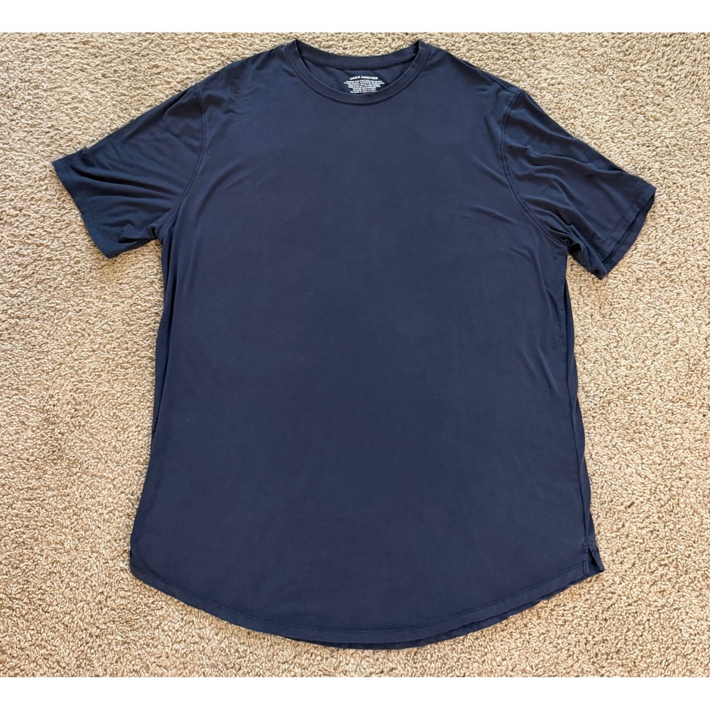 Jack Archer Jetsetter Tech T-Shirt Mens XL Navy Blue Modal Spandex Curved Hem